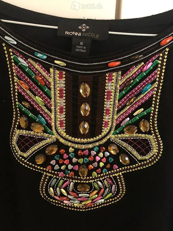 Kleid schwarz mit Steinchenbesatz 38