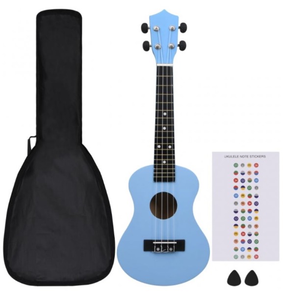 Sopran-Ukulele-Set mit Tasche für Kinder Babyblau 23"