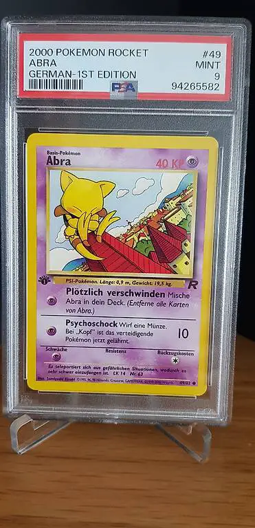 Pokemon karte Abra 1.Edition Rocket PSA 9