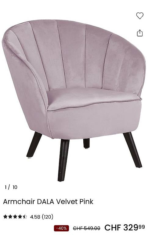 Sessel Samtstoff Rosa