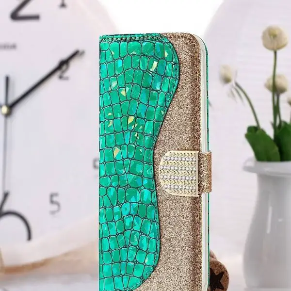  BLING GLITZER BOOK WALLET ID CASE HÜLLE FÜR SAMSUNG GALAXY S
