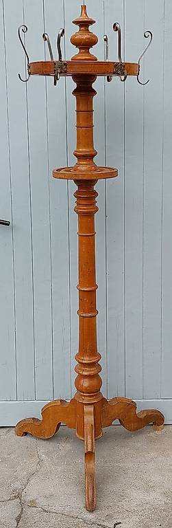 Riesige Jugendstil Stand-Garderobe aus Holz um 1900