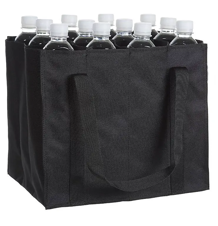 Flaschentasche, 12 Fächer, 0.75 l Flaschen, Schwarz