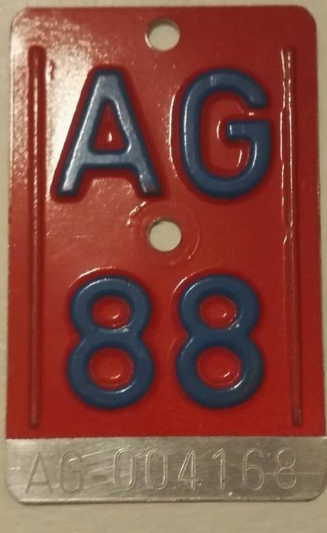 AG 1988 Kanton AARGAU Velonummer 36. Geburtstag Fahrrad