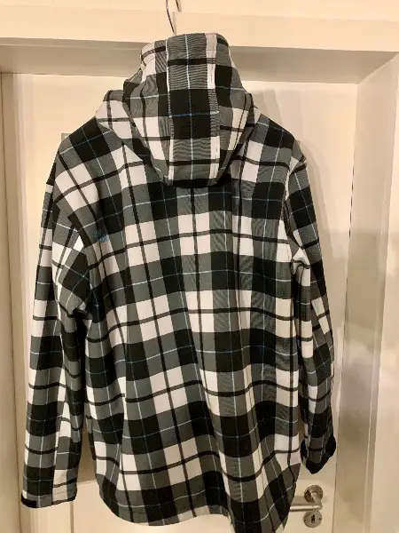 Denim Softshell Kapuze Gr.58 kariert schwarz grau weiss wie neu