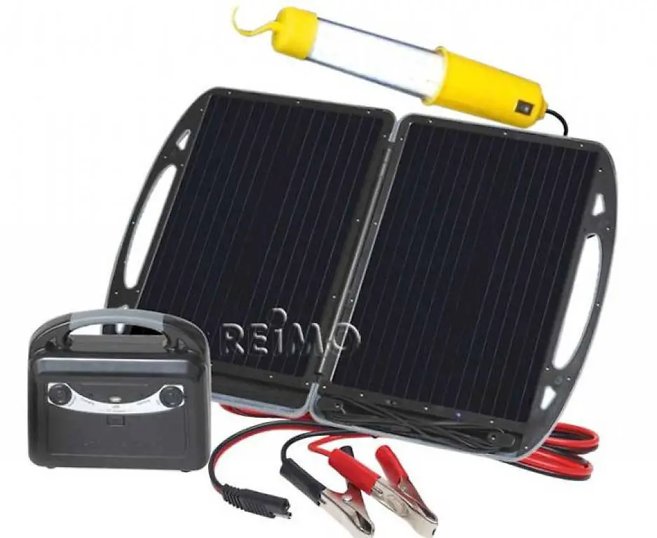 Mobiler Carbest Solargenerator mit 13W Modul und Akku 12V/7A