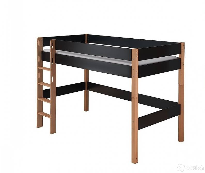  Infanskids Color Mittel-Hochbett 90x200cm, Pfosten Buche/MDF