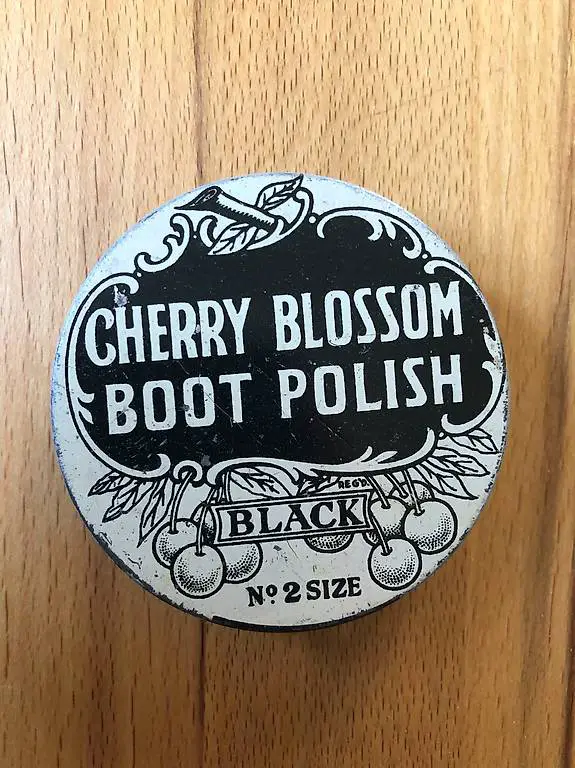 Vintage Cherry Blossom Schuhcreme Dose Schwarz Rarität