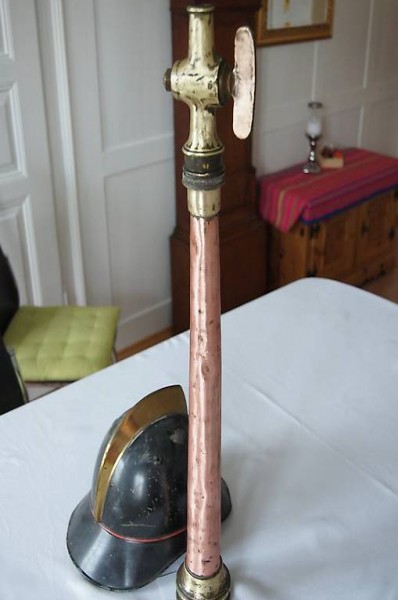 Antikes Feuerwehr Wendrohr aus Messing und Kupfer als Deko