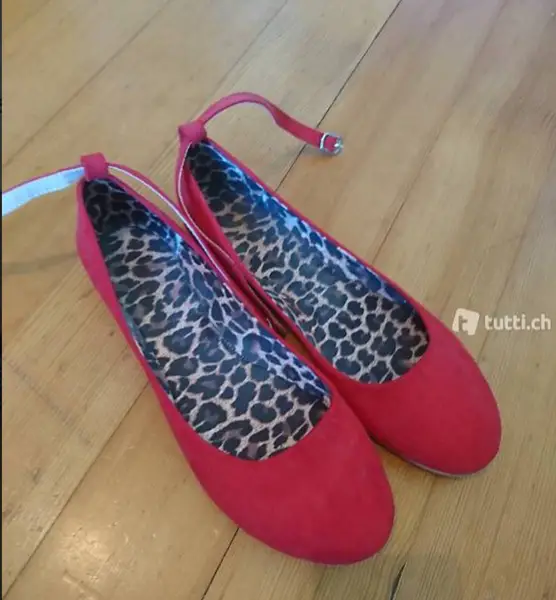Rote Ballerinas, Grösse 40, neu, Leopardenmuster