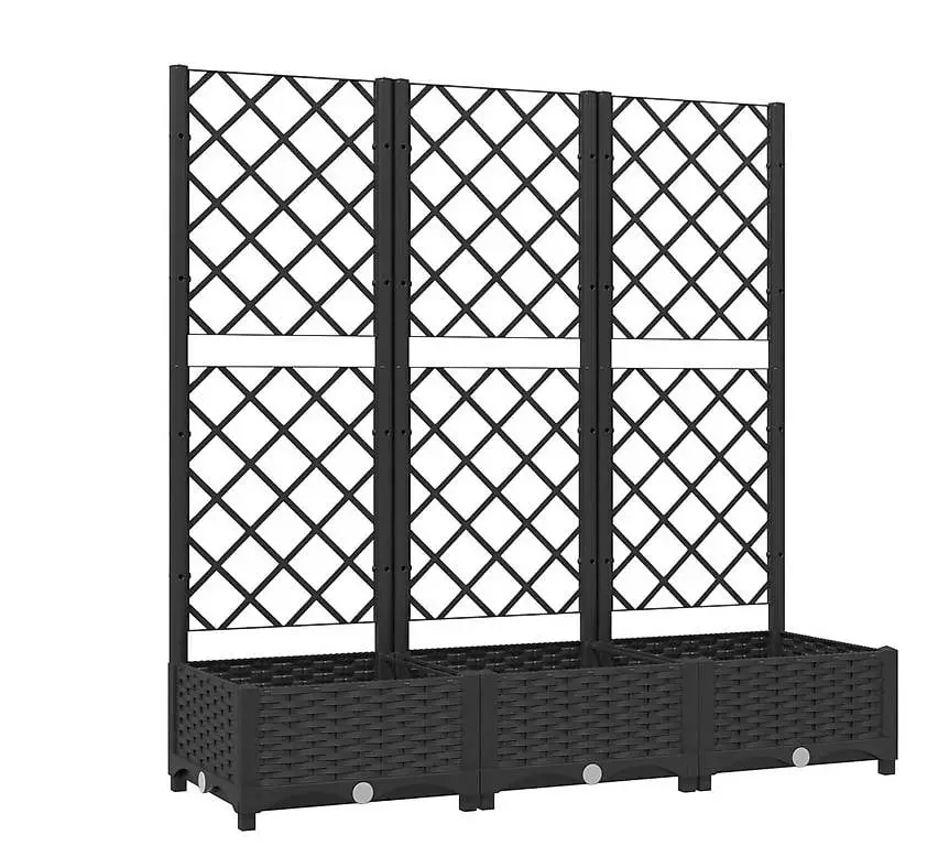 Pflanzkübel mit Spalier Schwarz 120x40x121,5 cm PP