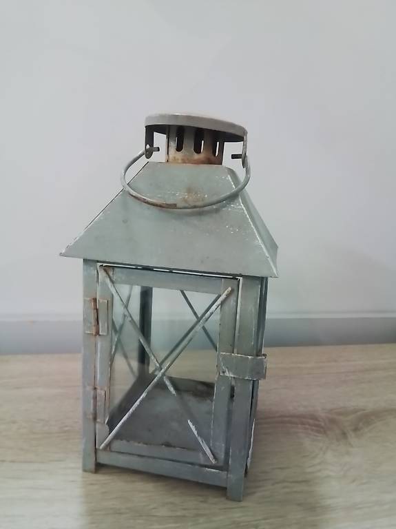 Vintage Patina Laterne mit Glas und Türe