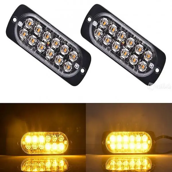  KFZ Frontblitzer Warnleuchte 12 LED 12-24 Volt, 2 Stück