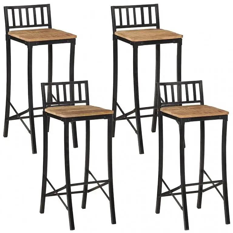 Barstühle 4 Stk. Raues Massivholz Mango