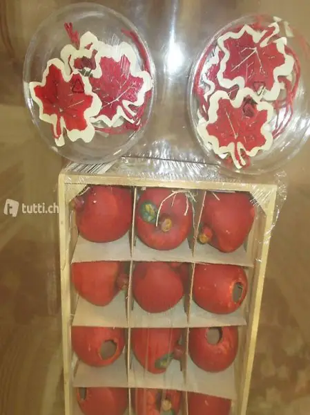 3er SET-Keramik ÄPFEL und Ahornblätter