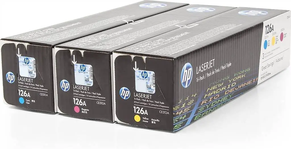 original hp ce311a + ce312a + ce313a toner, 126a