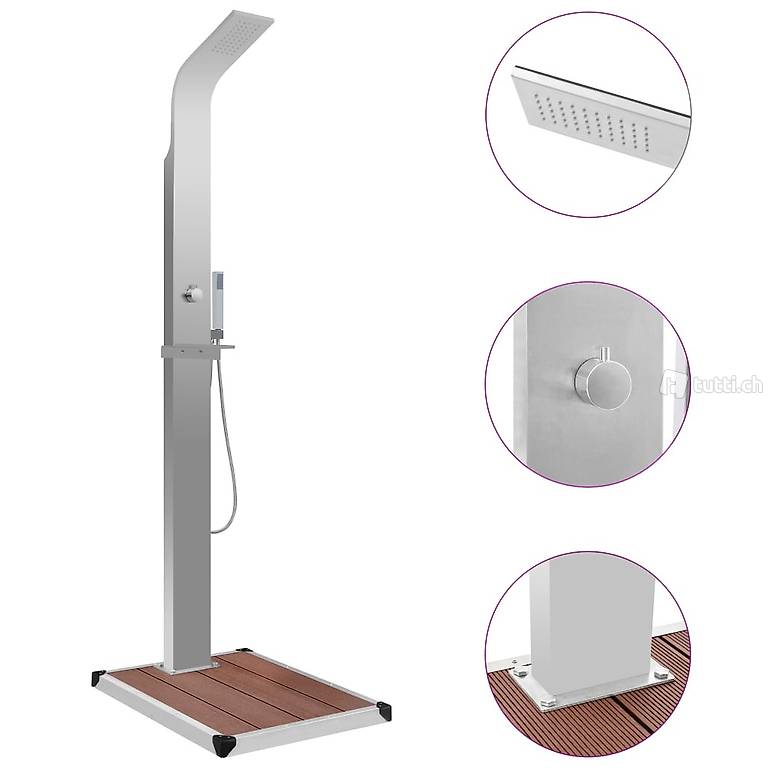  Gartendusche mit Bodenelement WPC Edelstahl 287