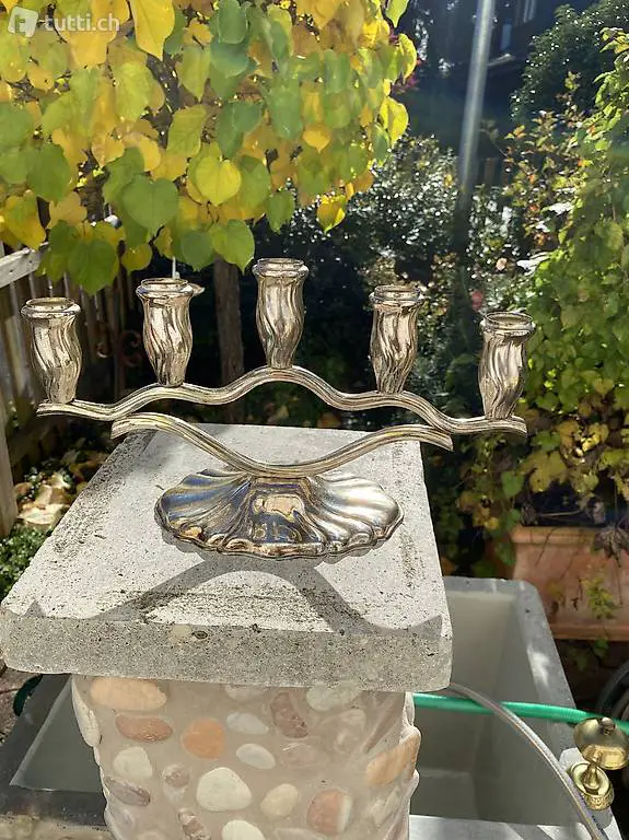 5 armiger Kerzenständer 50er Jahre versilbert