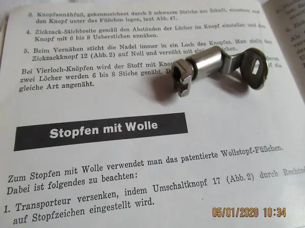  Nähfuss zur Bernina Nähmaschine, Stopfen mit Wolle