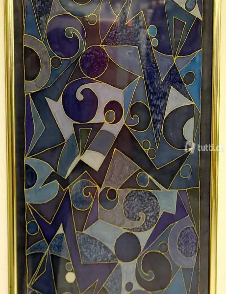 Abstrakte Seidenmalerei in Blau