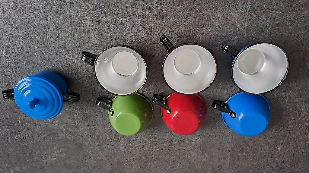 Puppengeschirr SIGG, Blech Spielzeug antik, unbespielt, 8