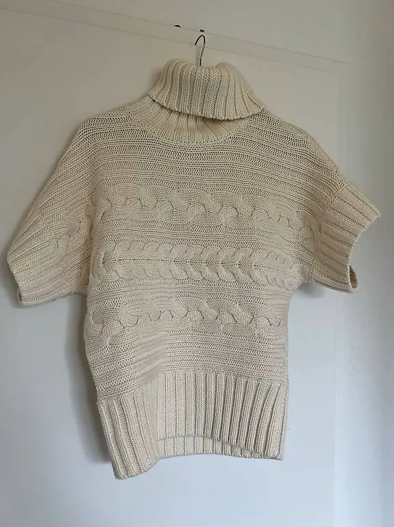Rollkragenpullover, Strick, kurzärmlig, creme, 40/42 Damen
