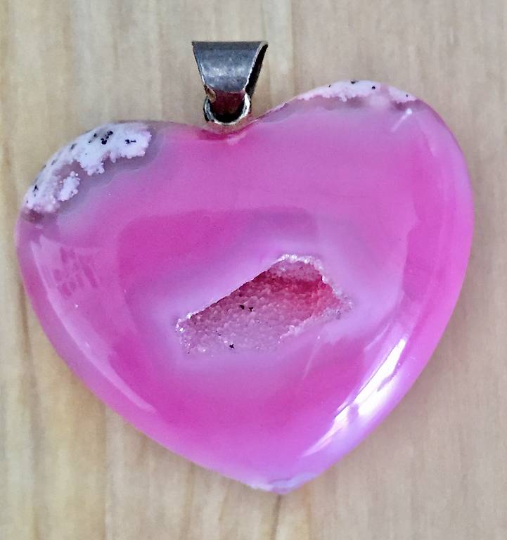 Pinker Achat Herz Anhänger