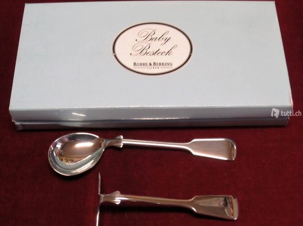  Babybesteck Spaten versilbert 2 teilig