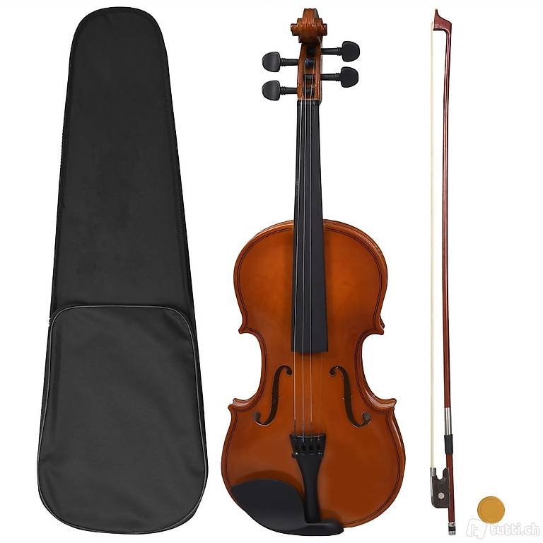  Violine Komplettset mit Bogen und Kinnstütze Dunkles Holz 4/