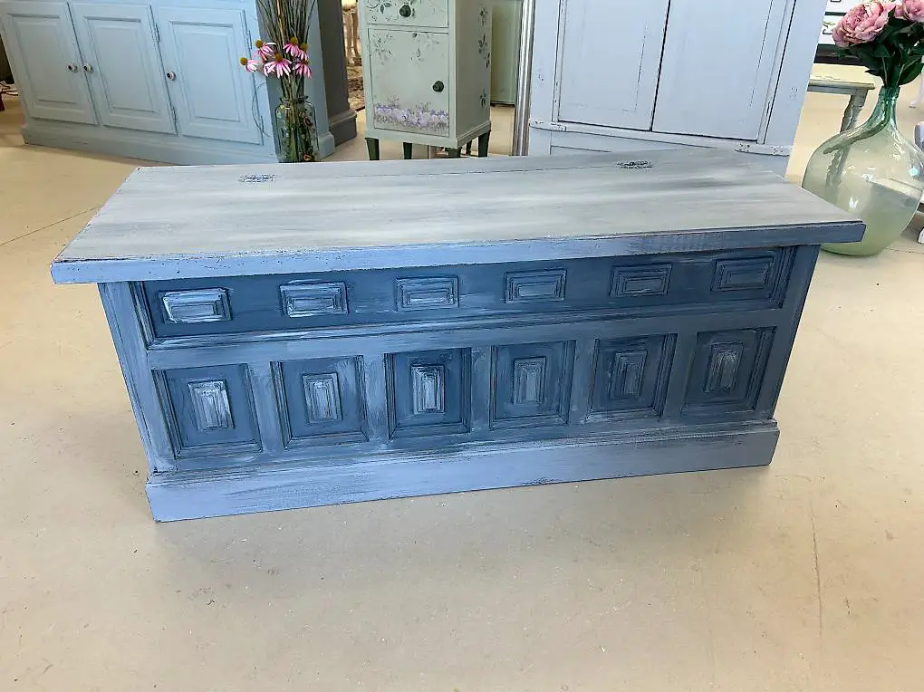 Truhe Sitzmöbel petrol shabby chic by börnie"s