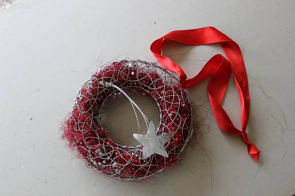 weihnachtskranz silber/rot