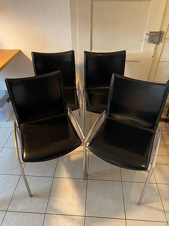 GIRSBERGER Stuhl, Edelstahl mit Echt LederSitz