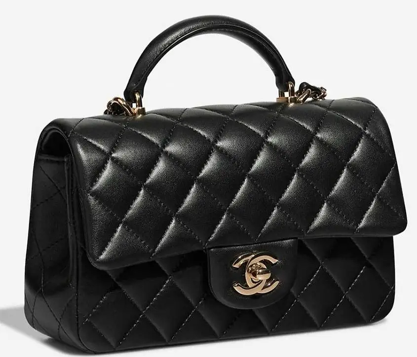 Chanel Mini Timeless 20cm Rectangular Lammleder Schwarz