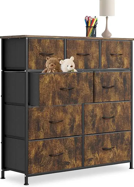 AufuN Kommode mit 9 Schubladen, Schubladenschrank, Aufbewahr