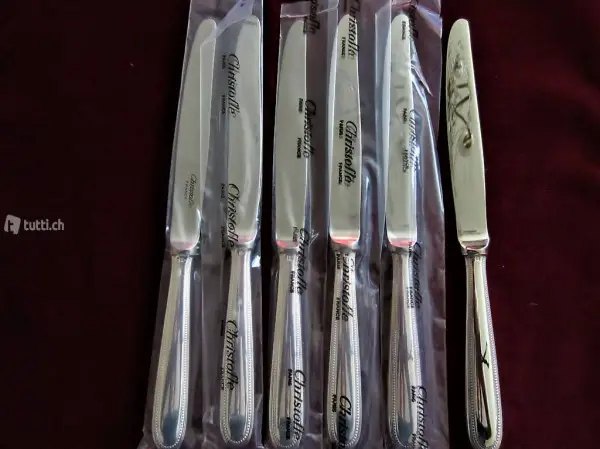  Perles Christofle 6 Dessertmesser versilbert
