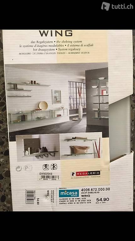 Neu Regalsystem Wandmontierung Wandregal aus Glas