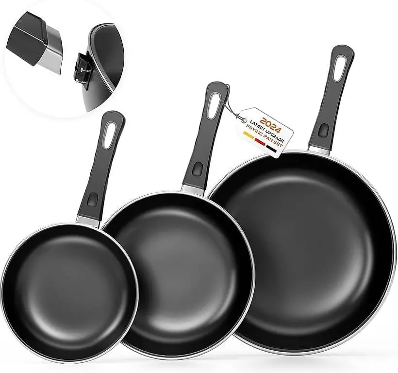 Pfannenset Set, 20cm+25cm+30cm Bratpfanne Skillet 3-teiliges
