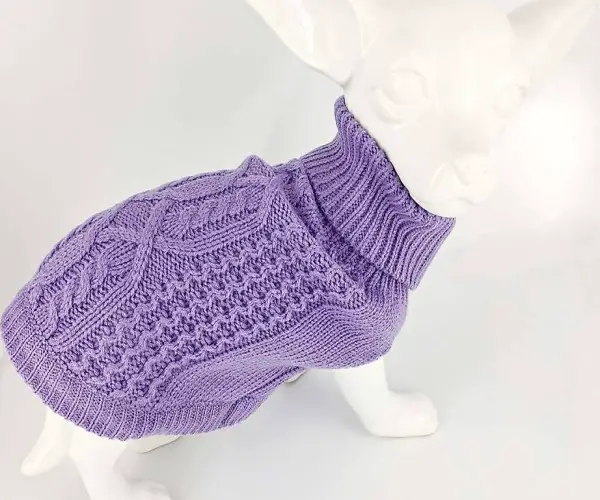  M+F Strickpulli DOPPELZOPF violett für chihuahua Gr.S