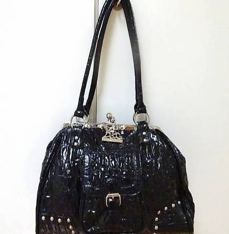 Neue grosse Tasche - Lackmaterial - schwarz