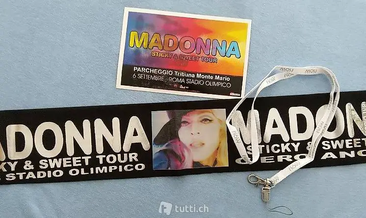 Madonna scarf + card + sweatband pass new,original,official