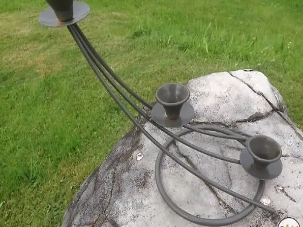 Kerzenständer für 3 Kerzen, Metall grau