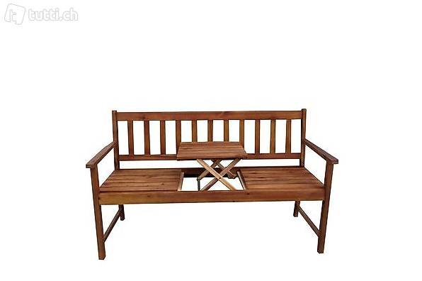  Gartenbank mit hochklappbarem Tisch FSC Akazie geölt