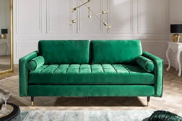  Elegantes 3er Sofa VELY - 225cm smaragdgrün Samt