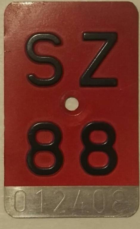 SZ 1988 Kanton SCHWYZ Velonummer 36. Geburtstag Fahrrad