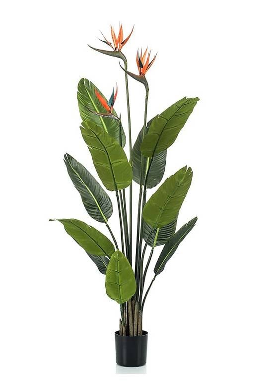 Künstliche Pflanze Strelitzia im Topf mit Blumen 120 cm