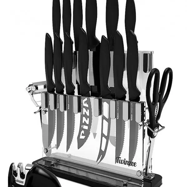  Küchenmesser Set, 16-teilig, mit Gratis Messerhalterung