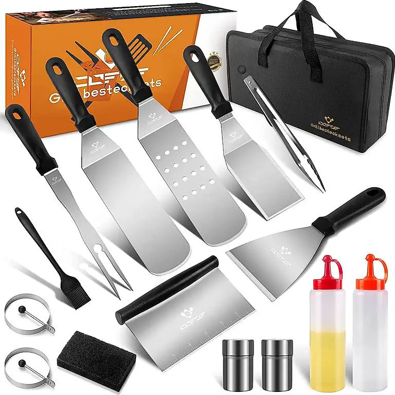 Grillspachtel Grillbesteck Set, Profi BBQ Werkzeugset