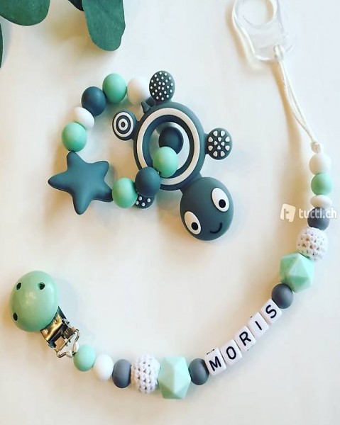 Nuggikette mit Name & Beissring