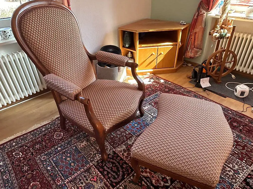 Louis Philippe Voltaire Sessel mit Fussbank