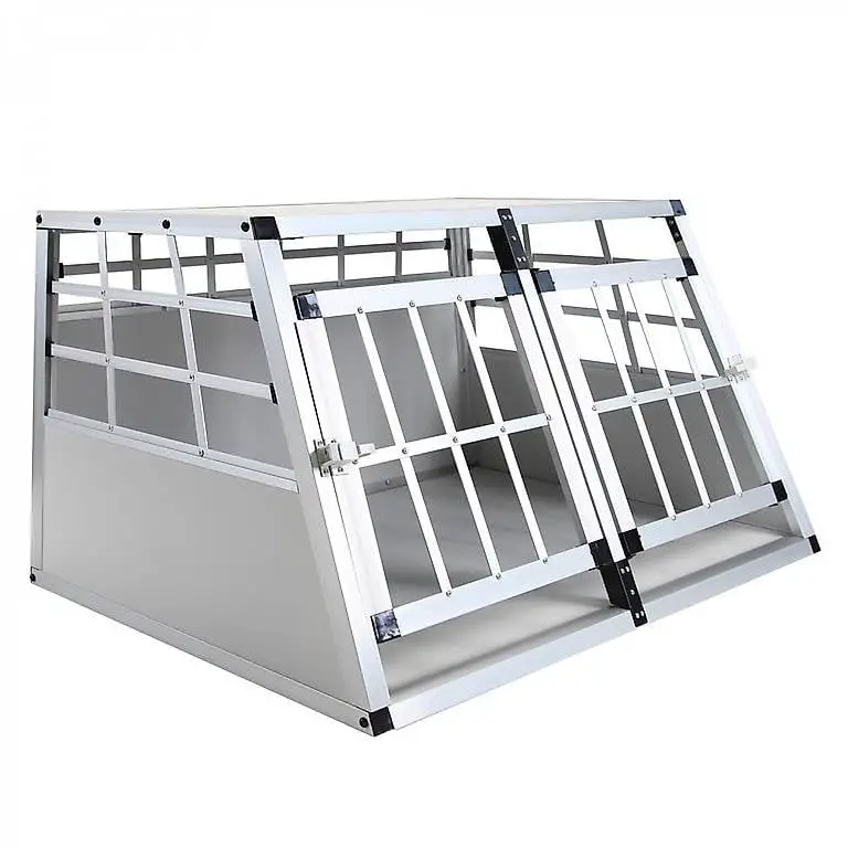 Alu Hundebox Doppelbox klein grau